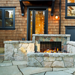 Outdoor fireplace gas line